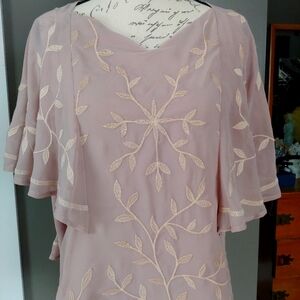 Gorgeous Embroidered Pink Top With Open Back NWT